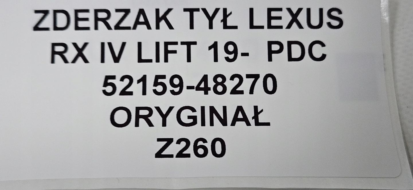 bumper rear part LEXUS RX IV LIFT 19- PDC 52159-48270