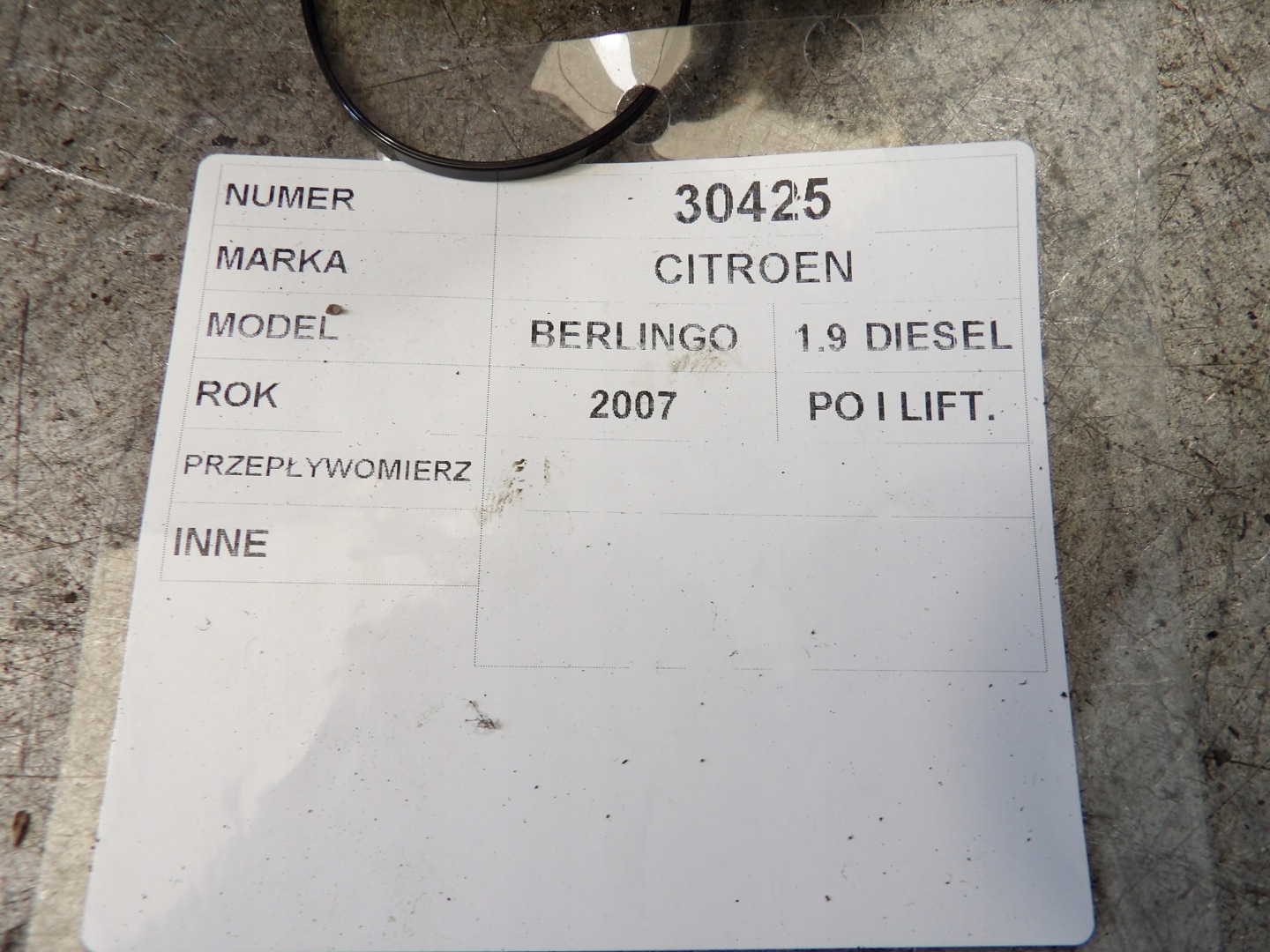 Citroen Berlingo and flow meter 9628336380