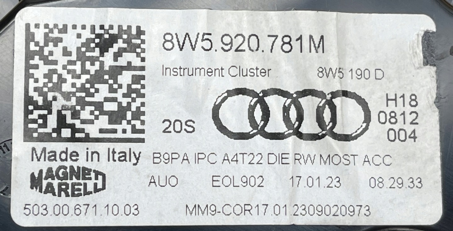 A337 AUDI A4 B9 dials dials PREDKOSCIOMIERZ 8W5920781M