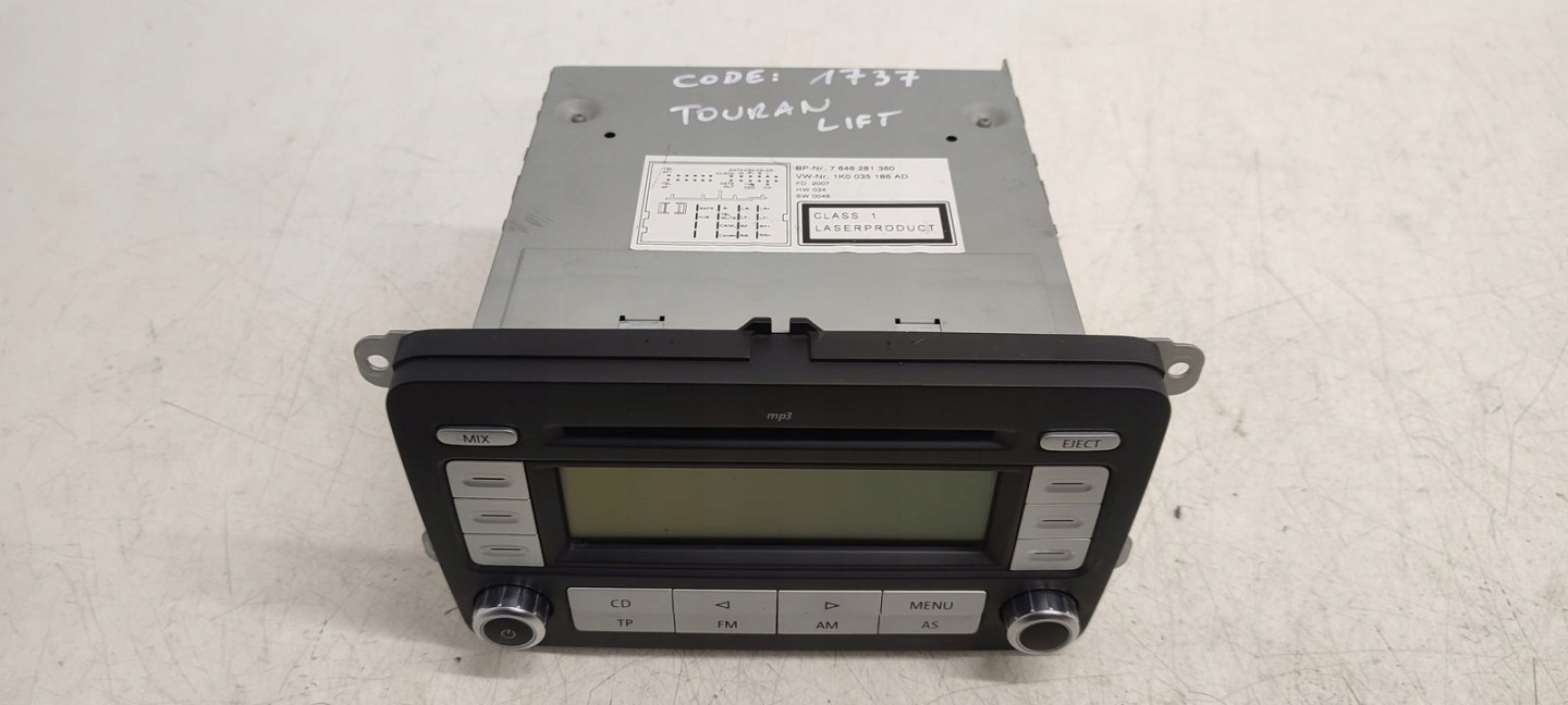 Radio kod VW Touran e LIFT 1,4 TSI