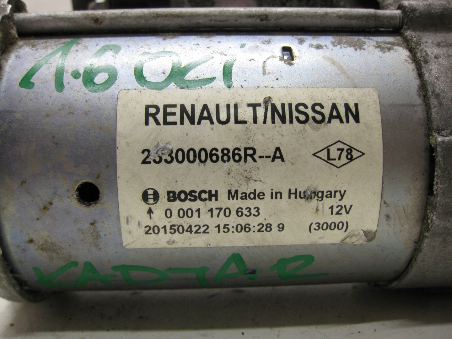 RENAULT KADJAR startér MOTORU 233000686R