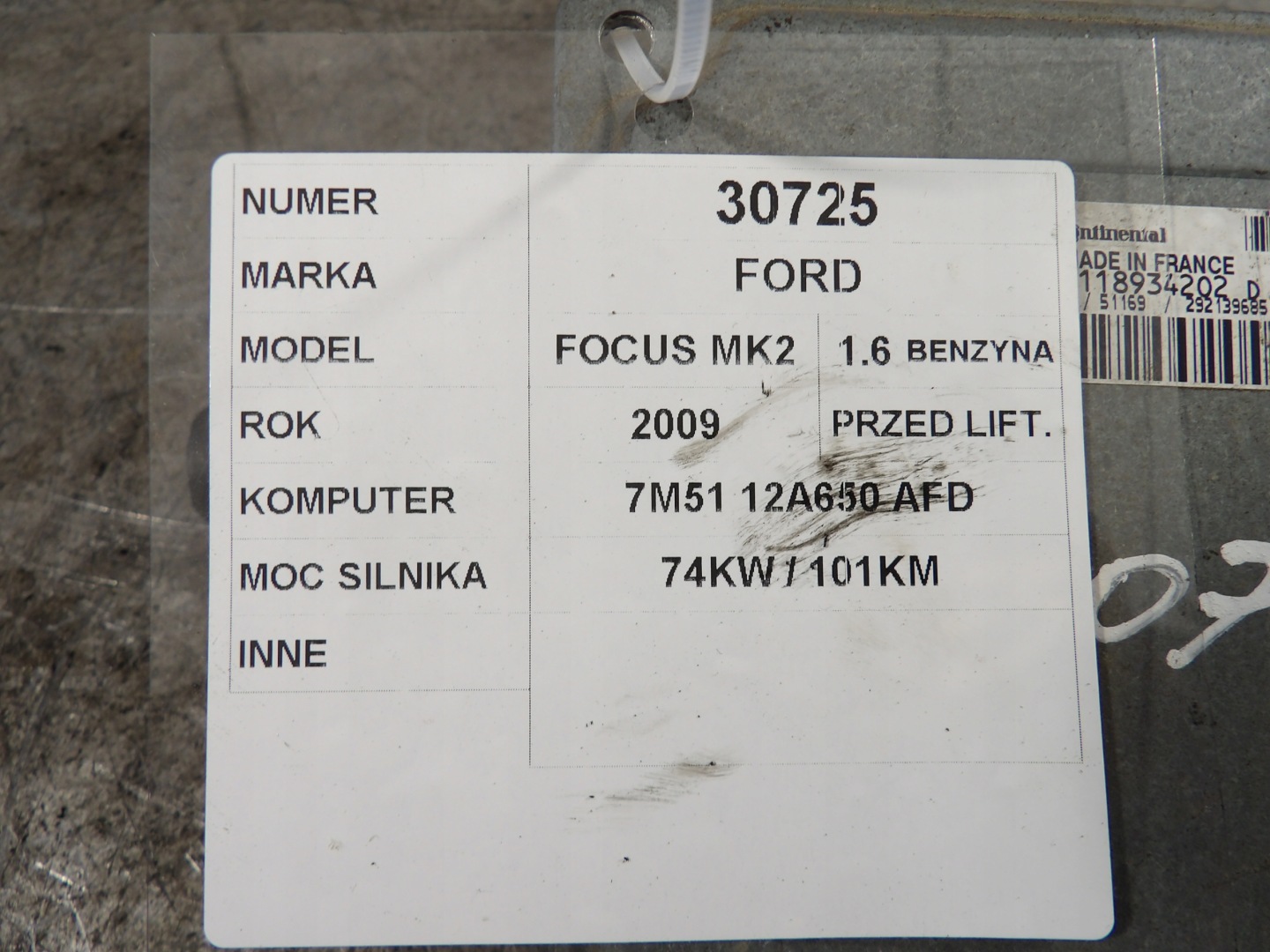 Ford Focus MK2 computer, control unit 7M51-12A650-AFD S118934202 2GMD