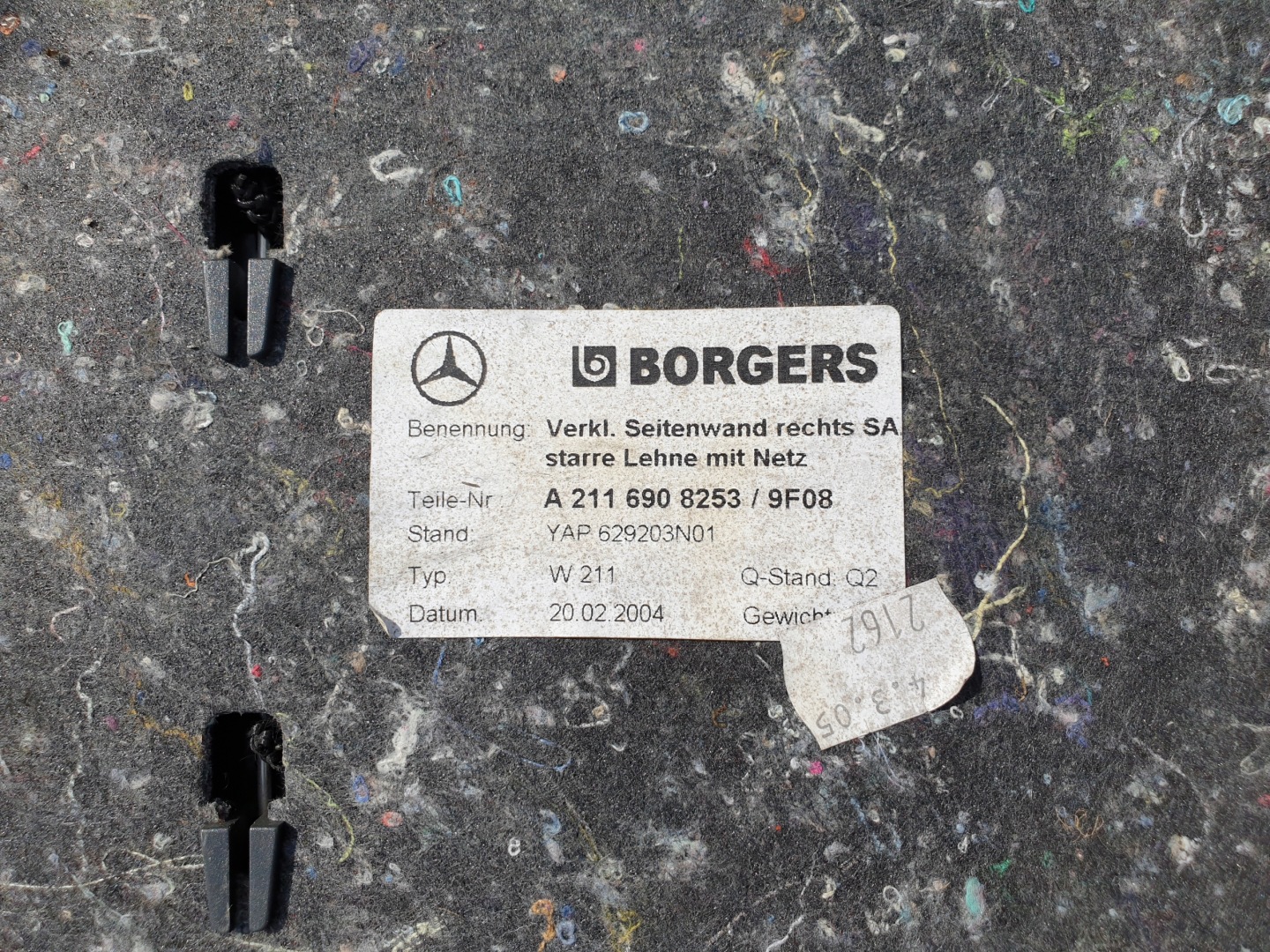 side upholstery boot MERCEDES W211 OE EU