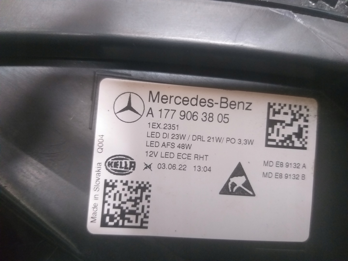 light front right MERCEDES A KLASA W177 FULL LED HP A1779063805
