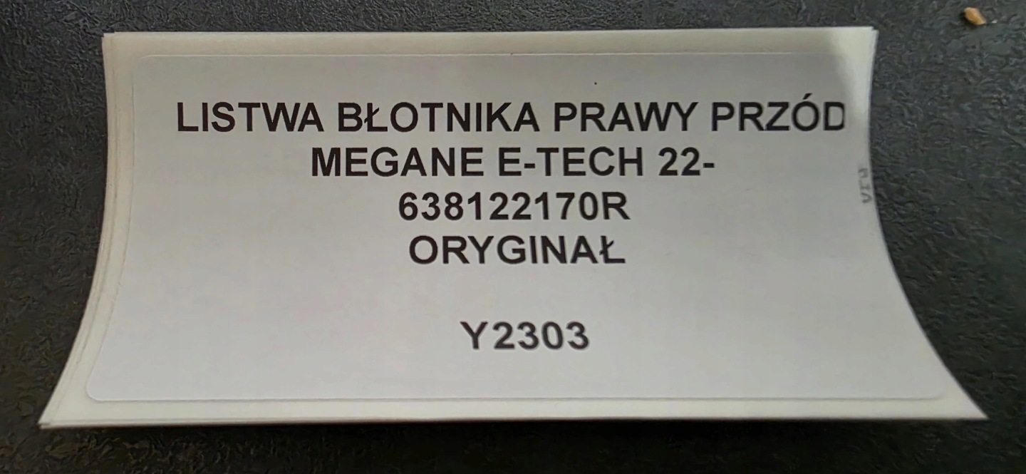 lišta blatníku pravý předek MEGANE V E-TECH 22- originál 638122170R