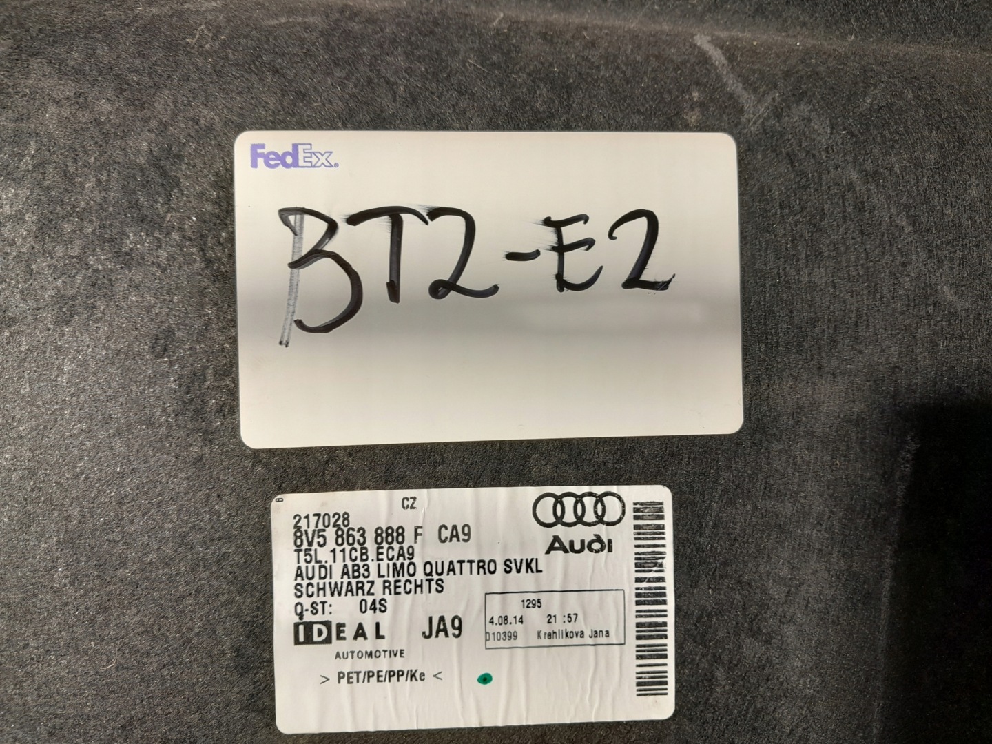 AUDI A3 S3 8V sedan boot upholstery 8V5863888F