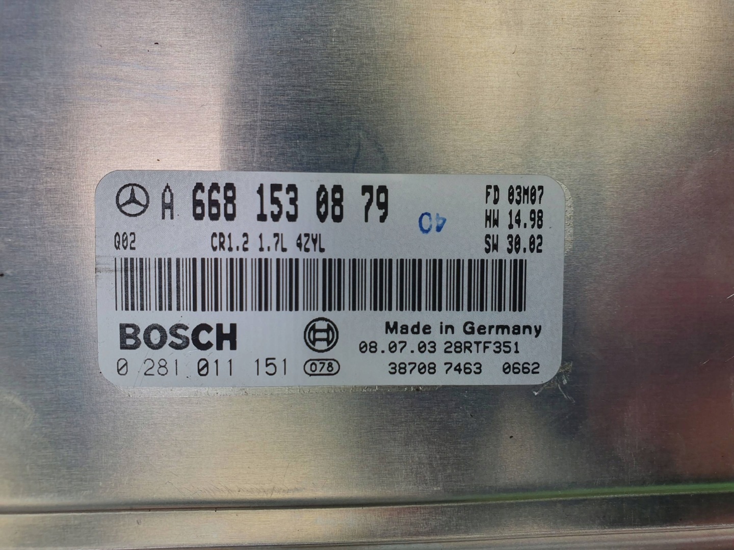 computer Motore ECU A6681530879 MERCEDES A KLASA W168