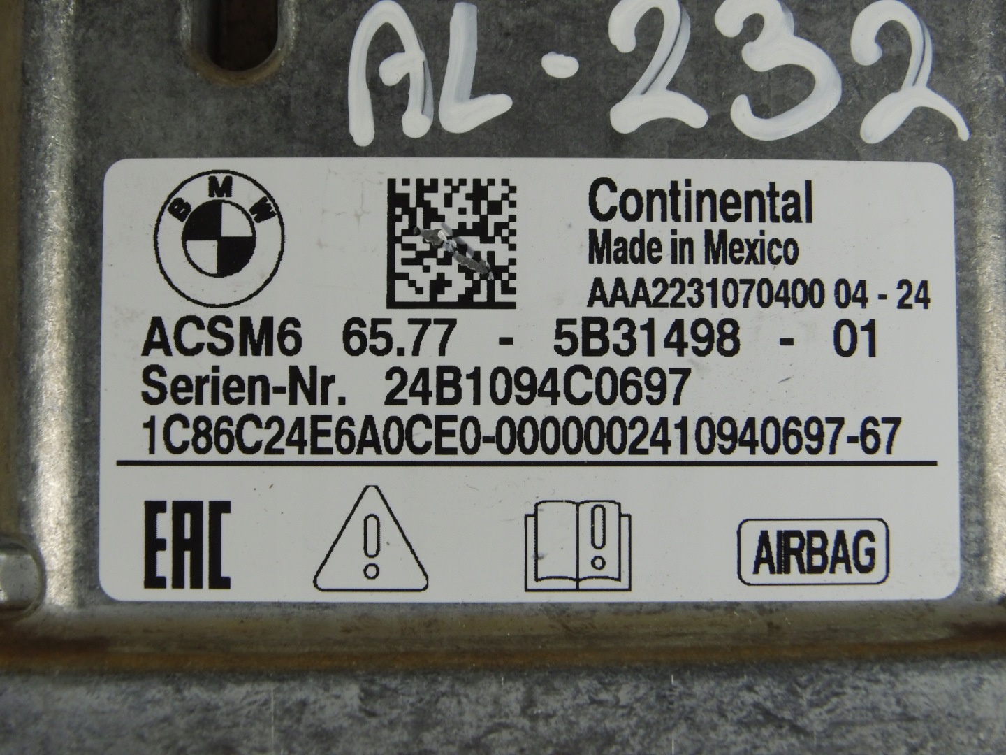 BMW modulo Centralina airbag airbag 65775B31498
