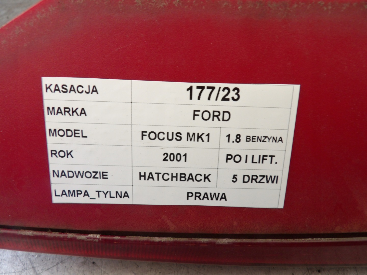 light TP Ford Focus MK1 lift 1,8B HB