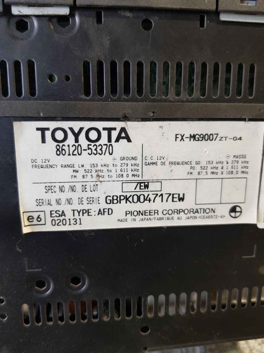 Radio Lexus IS II OE 86120-53370