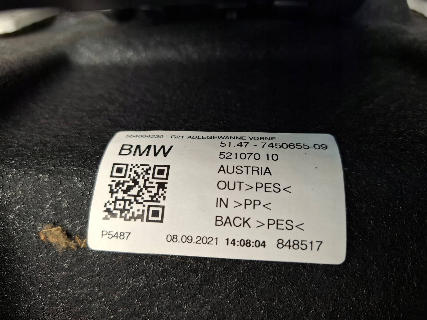 carpet mats floor boot 7458632 BMW 3 G21
