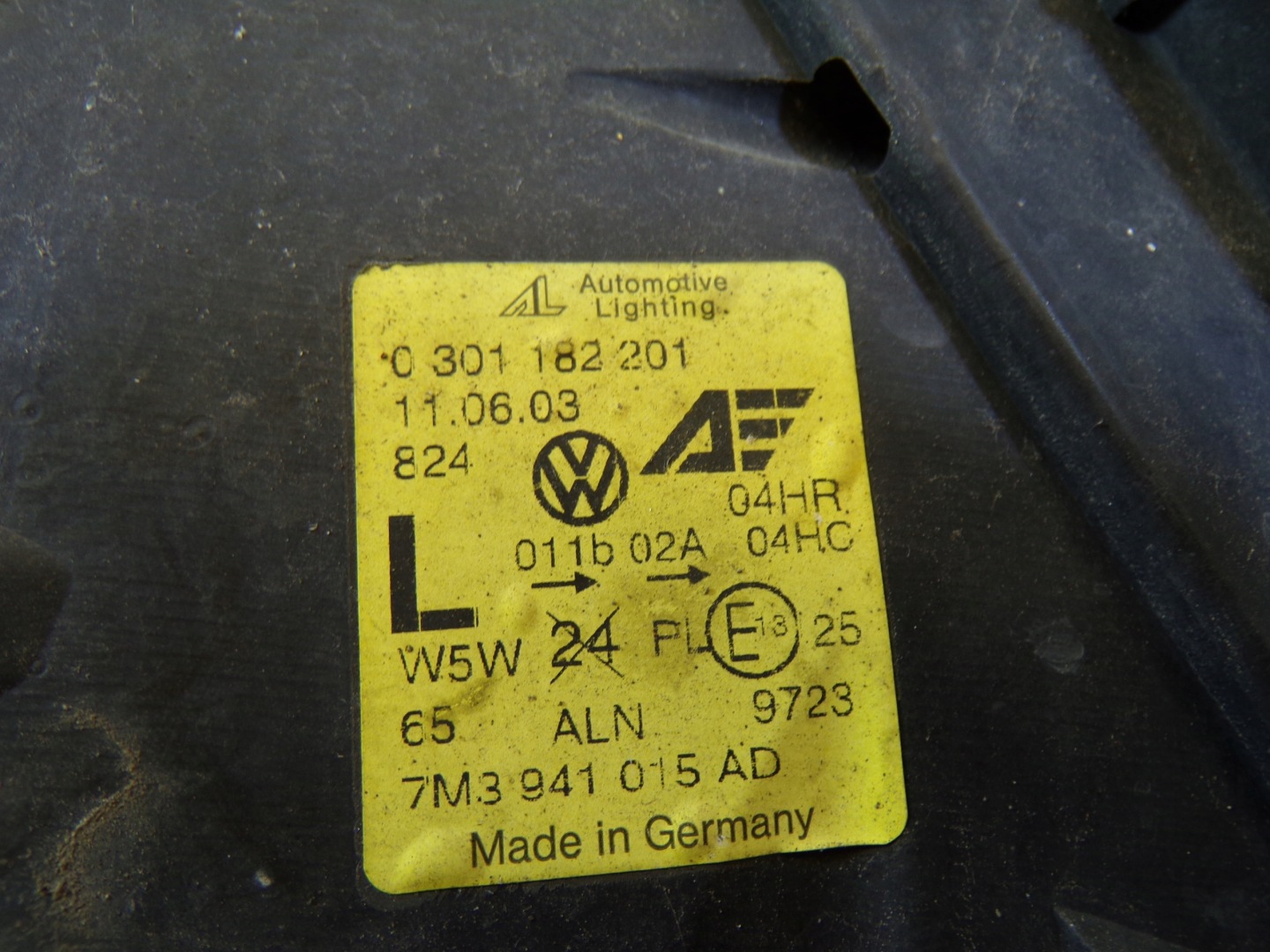 light front front left VOLKSWAGEN SHARAN 1 and LIFT (5) (K1)