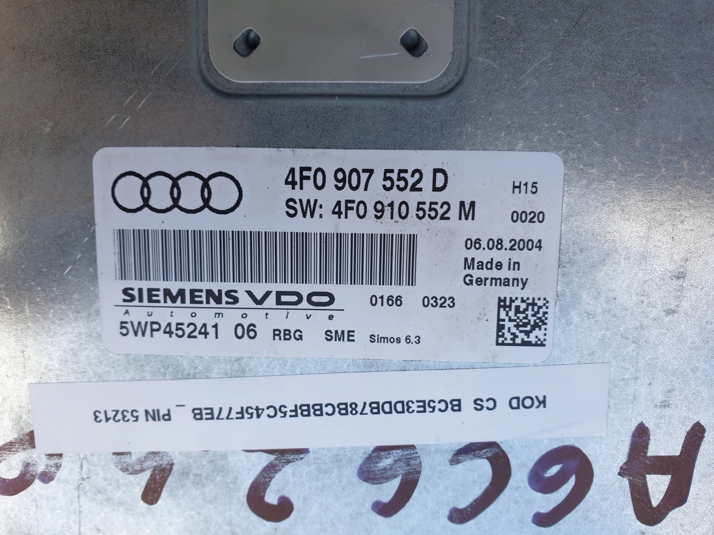 computer Motore AUDI A6 C6 2.4 4F0907552D
