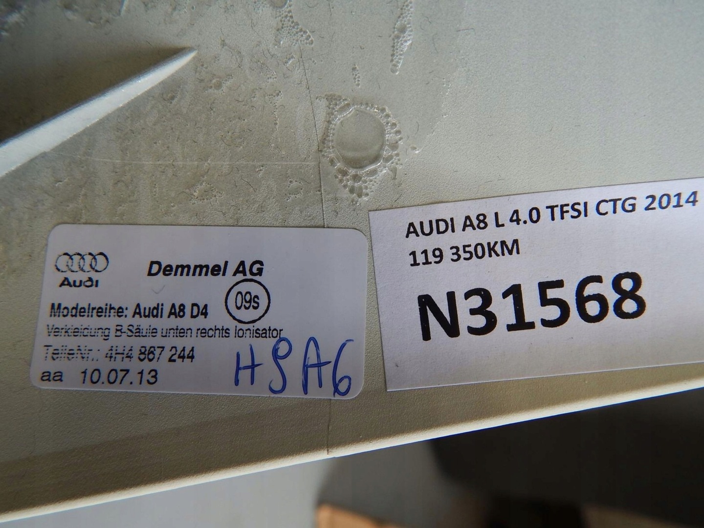 AUDI A8 L Blende Abdeckung SLUPKA rechts 4H4867244 SAULE
