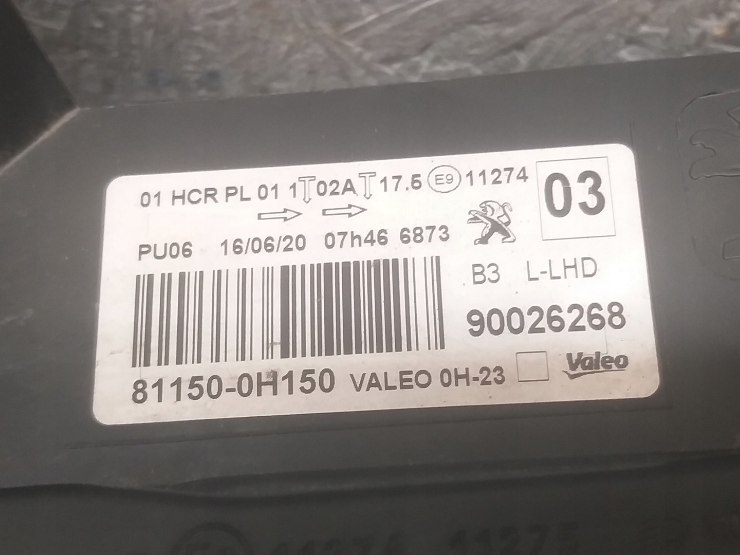 light front left PEUGEOT 108 lens LED 81150-0H150