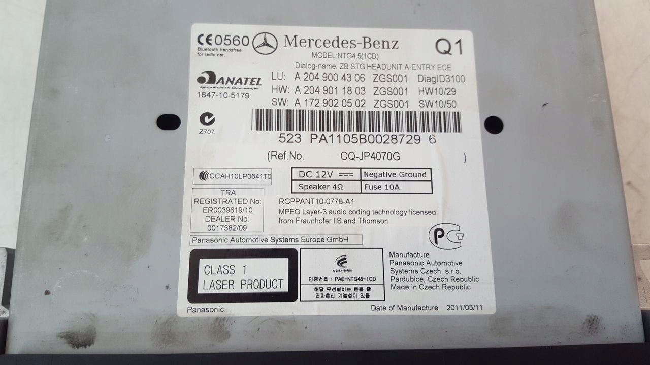 Radio Mercedes W204 2,2 CDI