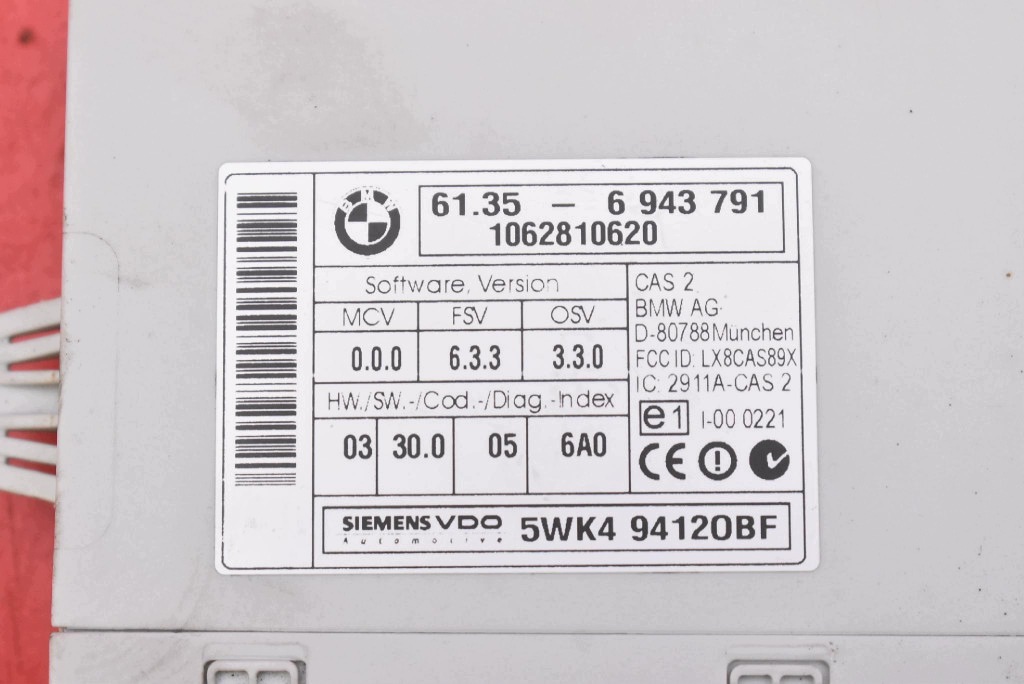 control unit module CAS 6943791 BMW E90 E91 2.0 D 163 KM 04-10