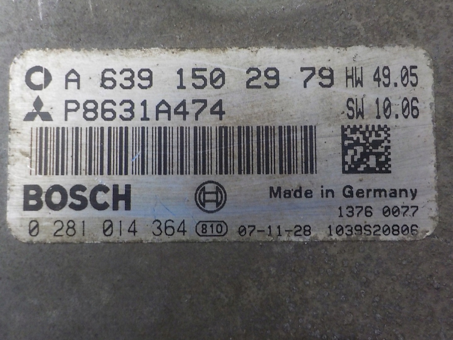 MITSUBISHI COLT VI computer control unit A6391502979 0281014364