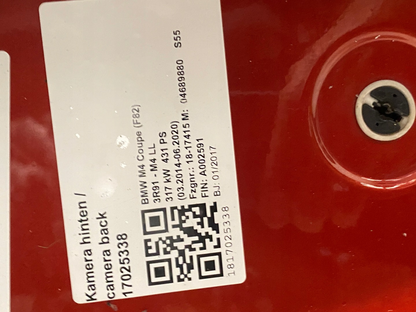 boot door rear BMW M4 F82 colour C1H