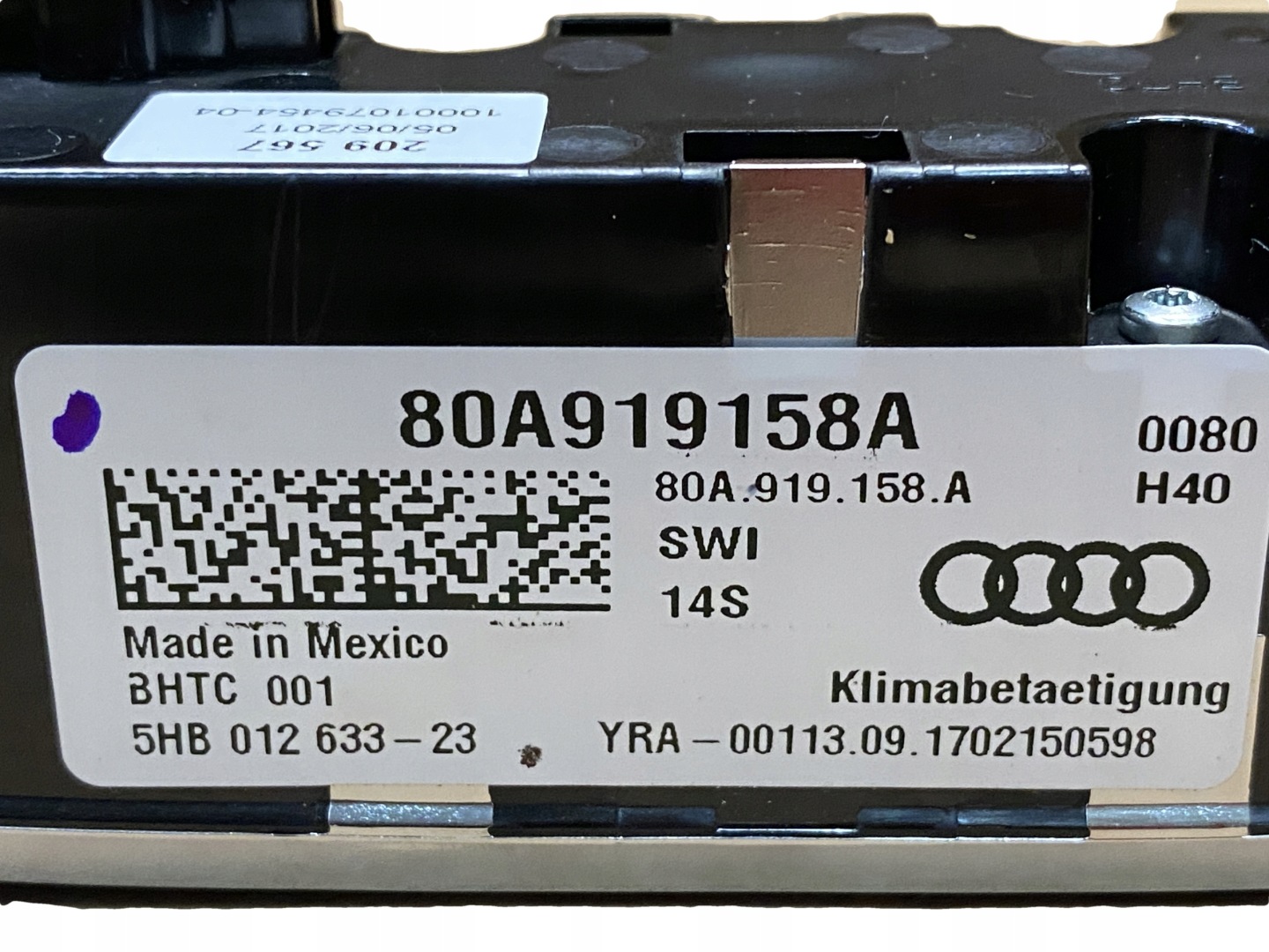 AUDI Q5 80A PANEL klimaanlage heck 80A919158A
