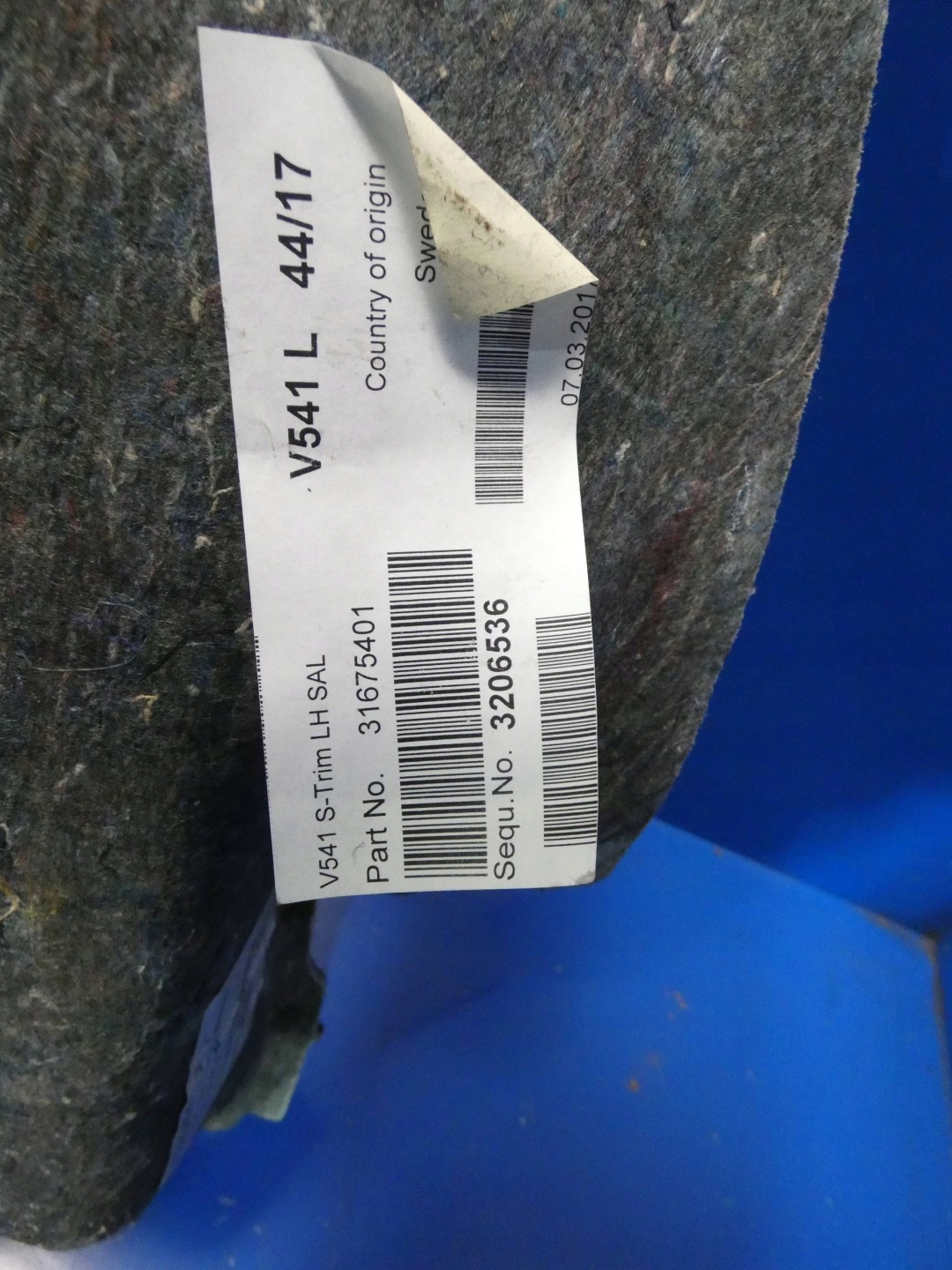 VOLVO S90 II side upholstery boot left rear part