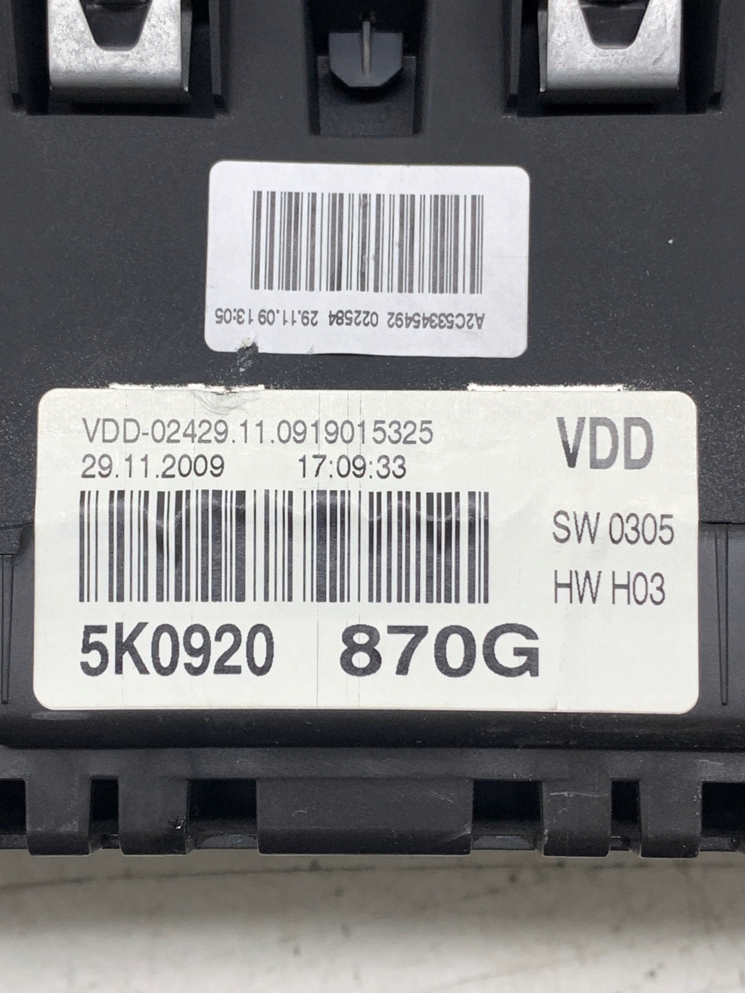 dials dials 5K0920870G 1.6 TDI VW GOLF VI KOMBI