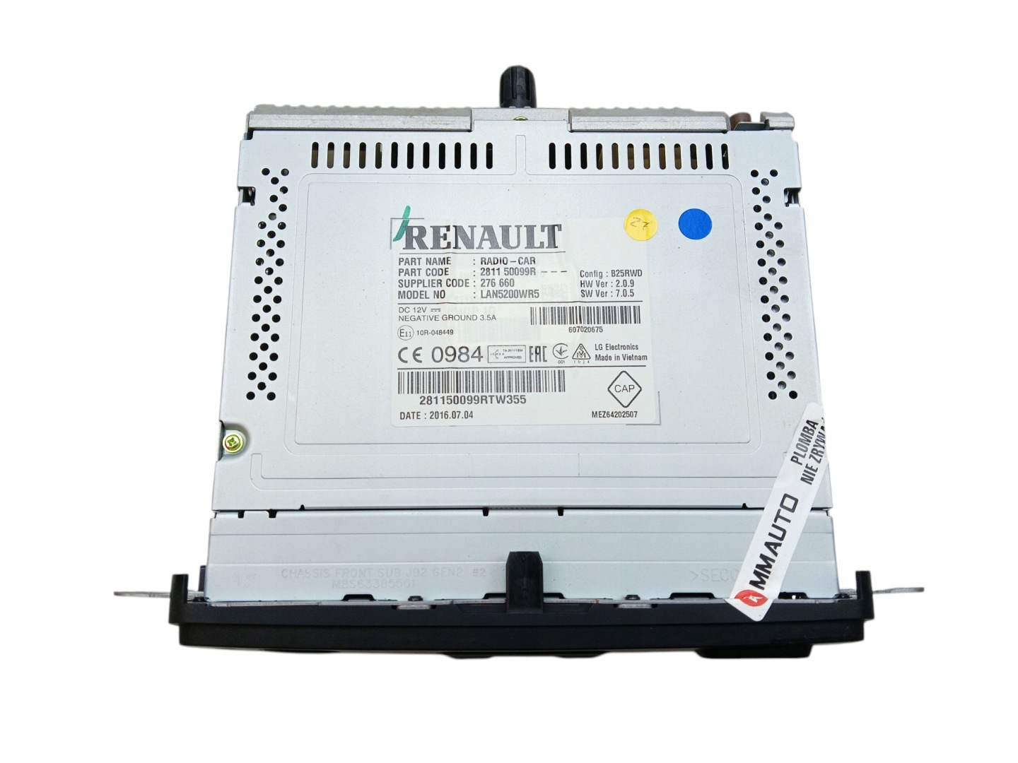 RADIO navigation NAVI GPS EKRAN display RENAULT CAPTUR and 281150099R