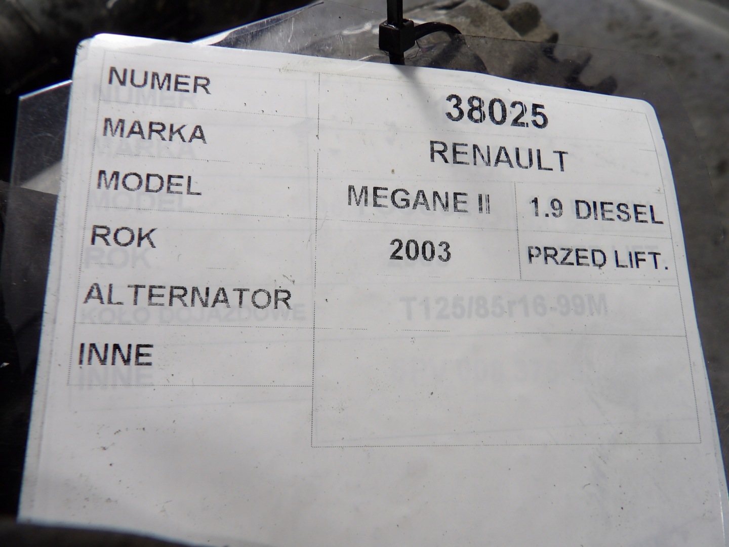 Renault Megane II alternator 1,9D 746097 Valeo