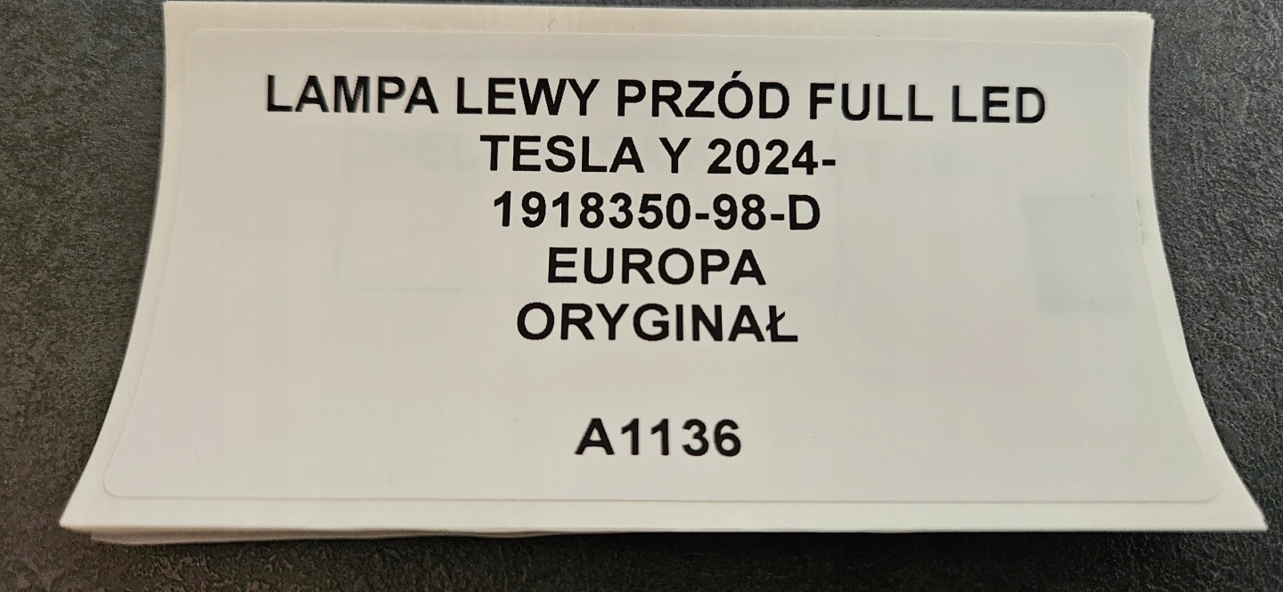 light left front FULL LED TESLA Y JUNIPER 24- EUROPA original 1918350-98-D
