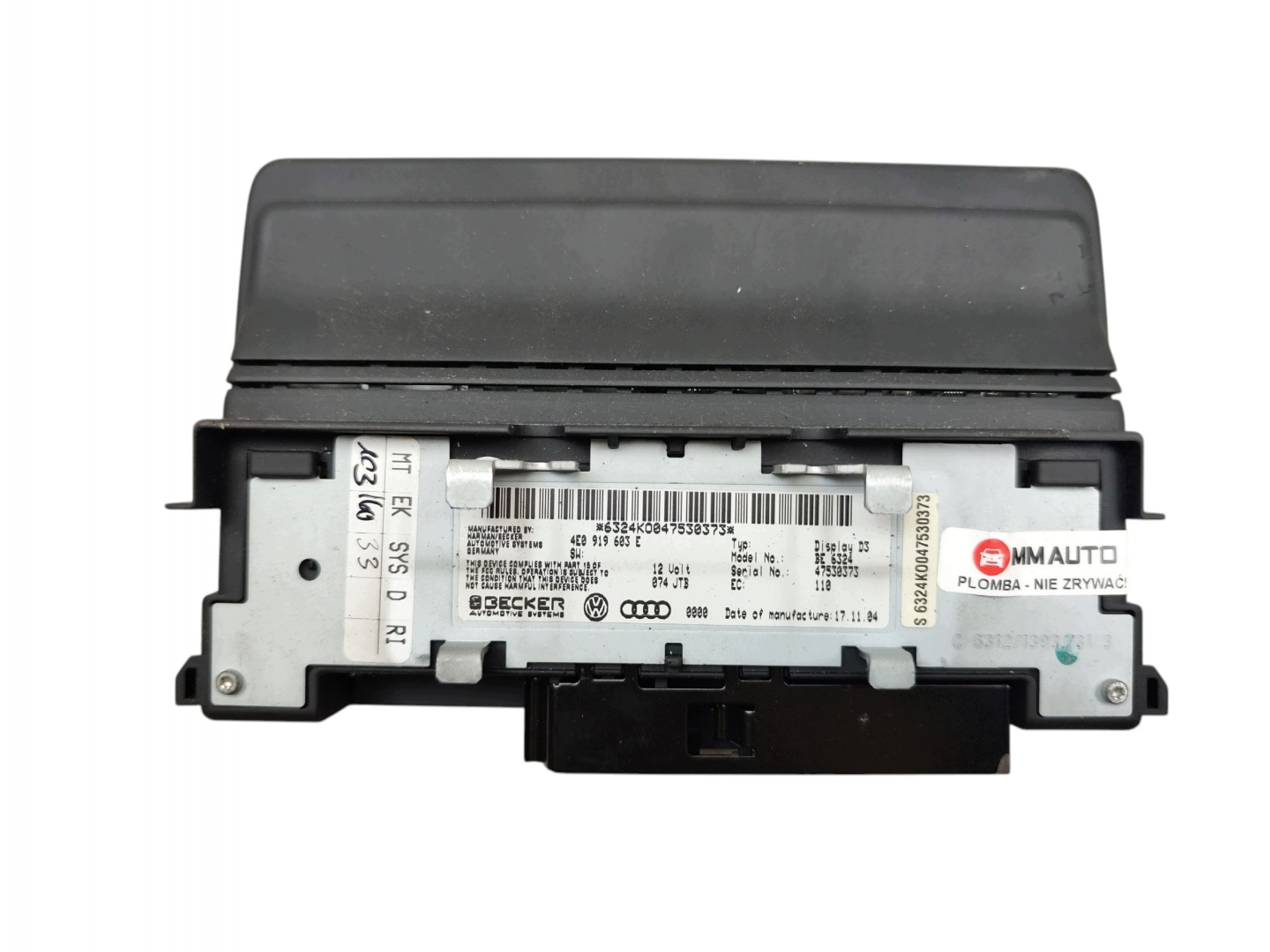 Display RADIA NAWIAGACJI AUDI A8 D3 4E0919603E