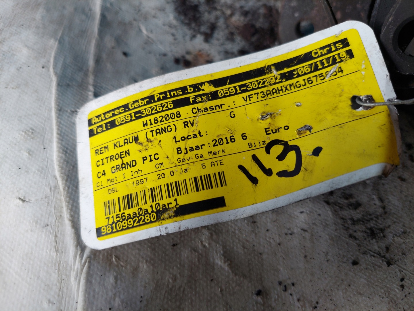caliper CITROEN C4 GRAND PIC 2016 R 2.0 HDI PP ATE013/6