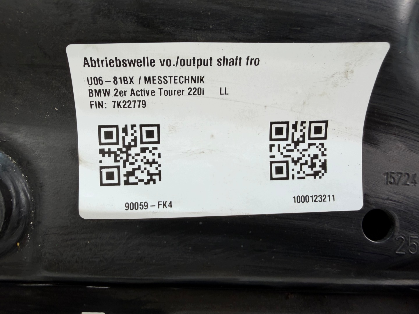 axle beam axle beam front BMW 2 U06 8836336