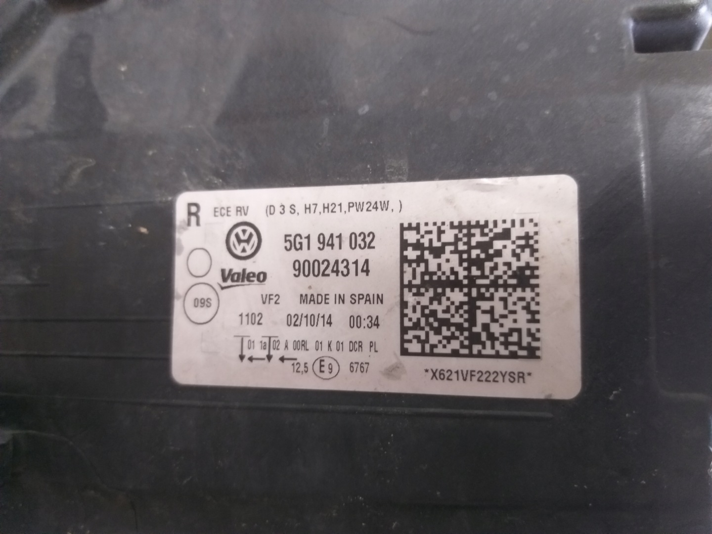 LIGHT FRONT RIGHT VW GOLF VII 7 XENON 5G1941032