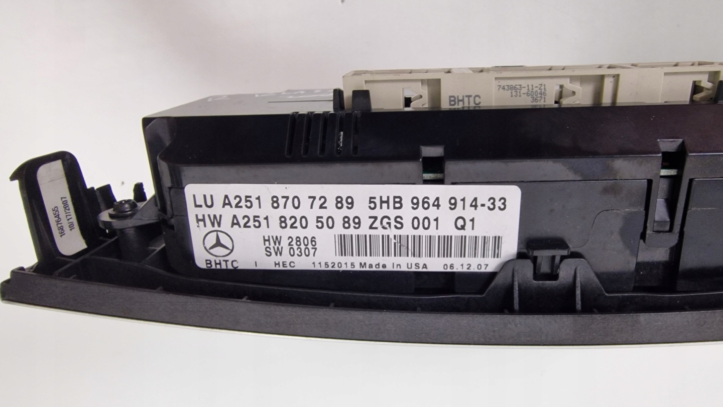 MERCEDES R-KLASA W251 Unite commande clima Bouches buses A2518707289