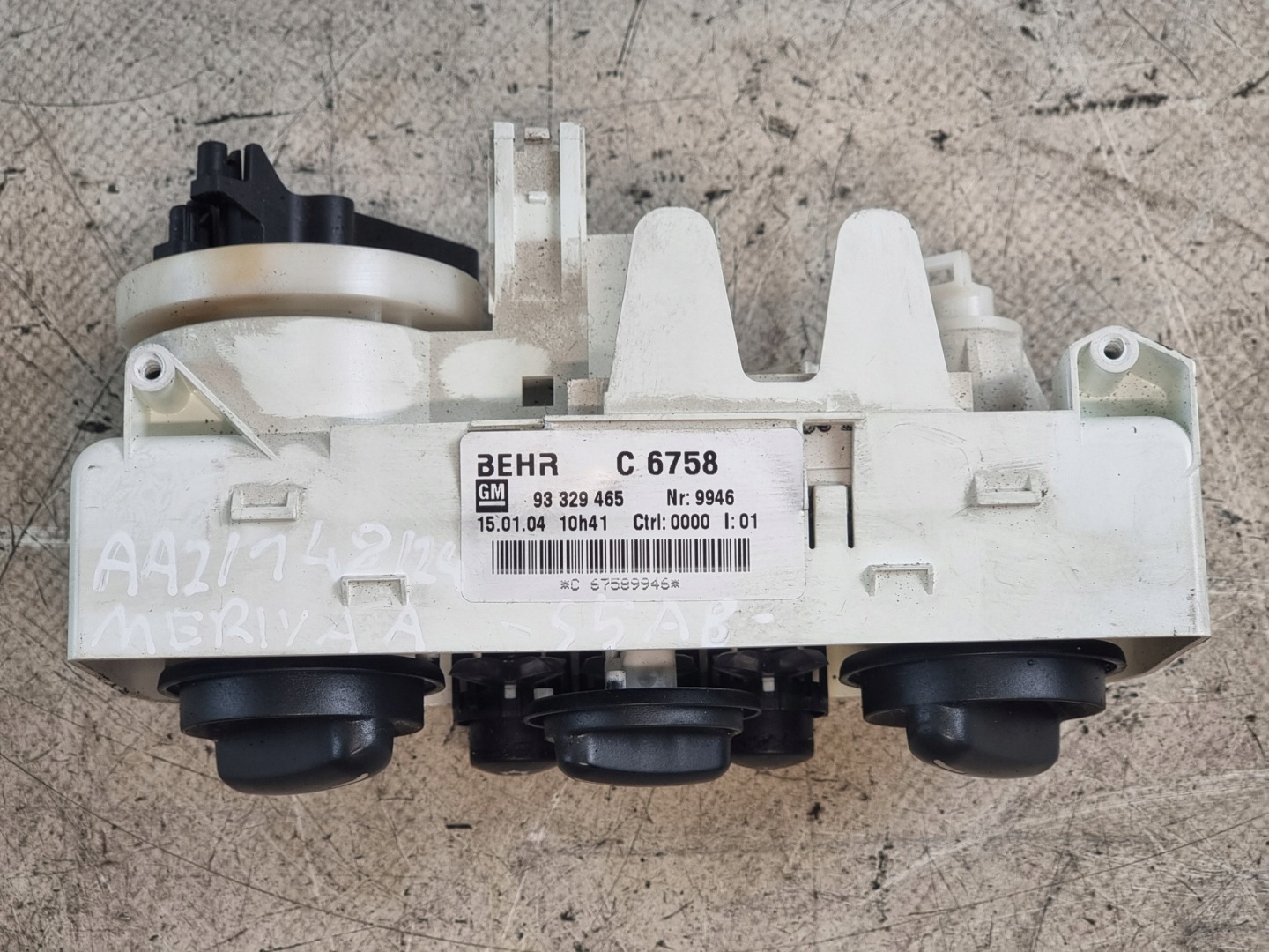 Unite commande clima Bouches buses OE 93329465 OPEL MERIVA A 04r