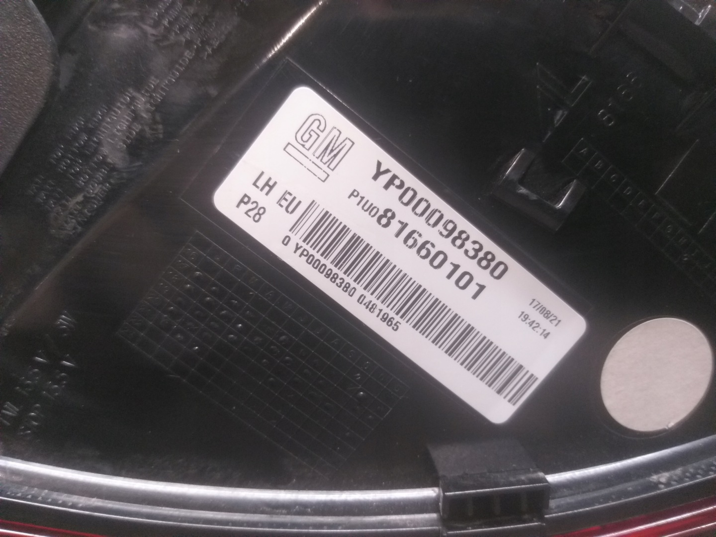 light rear part left OPEL GRANDLAND YP00098380