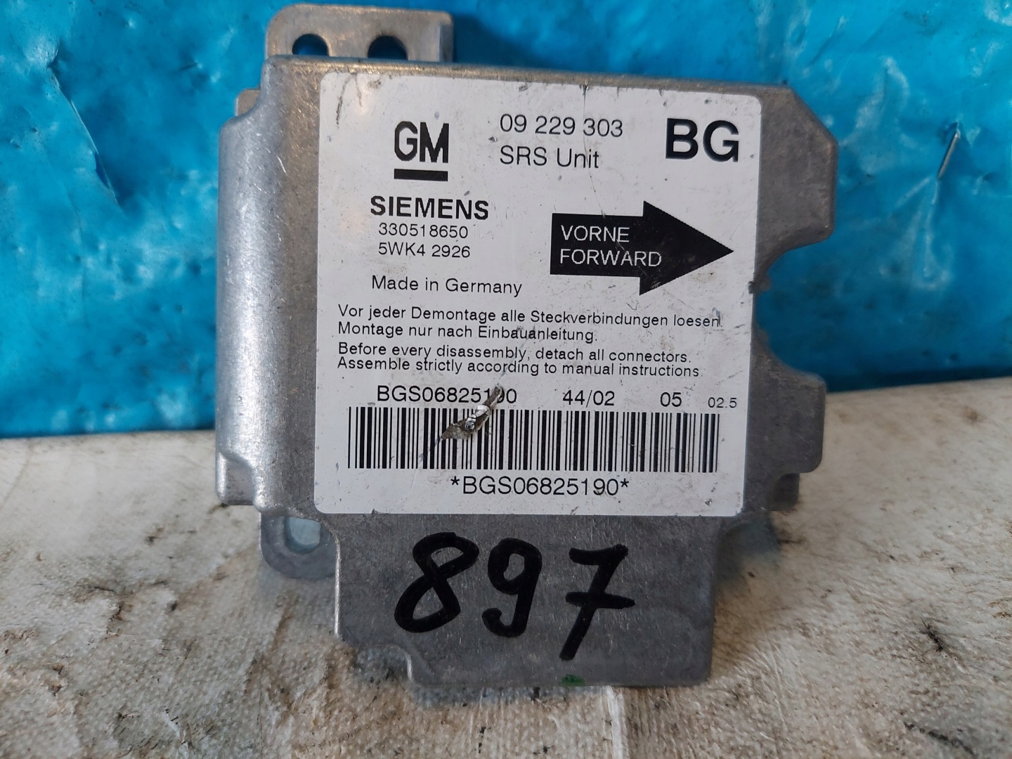 ZAFIRA A 09229303 SENSOR airbag