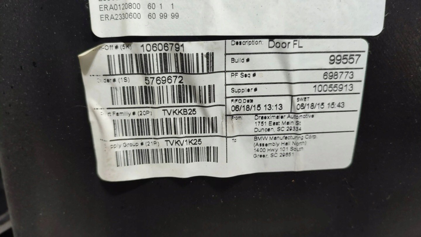 BMW X3 F25 2015 front side left side upholstery door