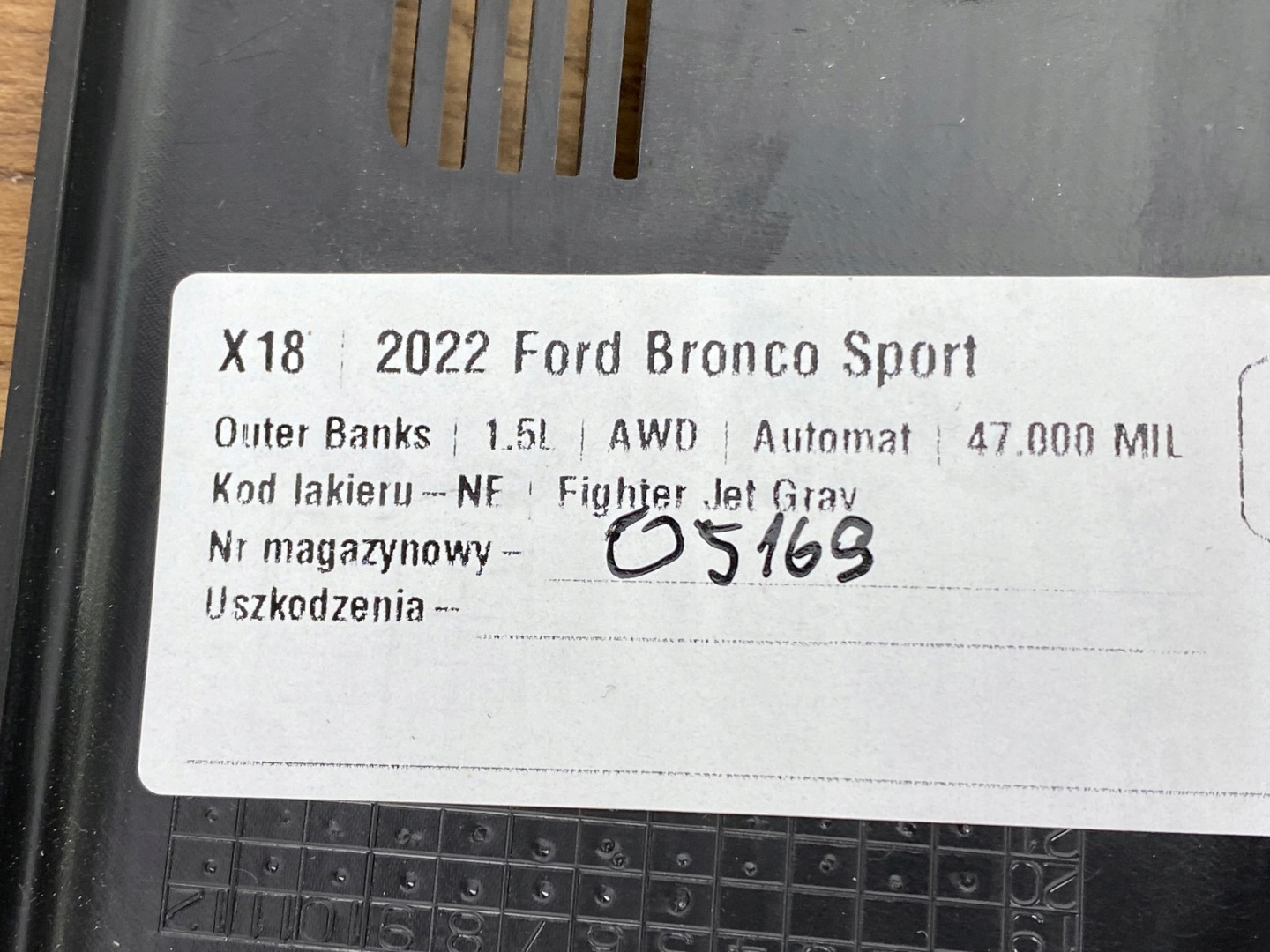 Wykonczenie mirrors reverse Ford Bronco Sport 2020+