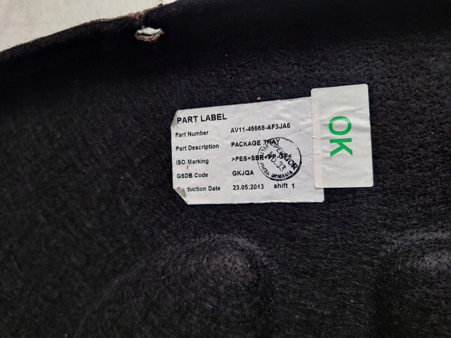 Ford B-MAX 12-> rear plato AV11-46668-AF3JA6