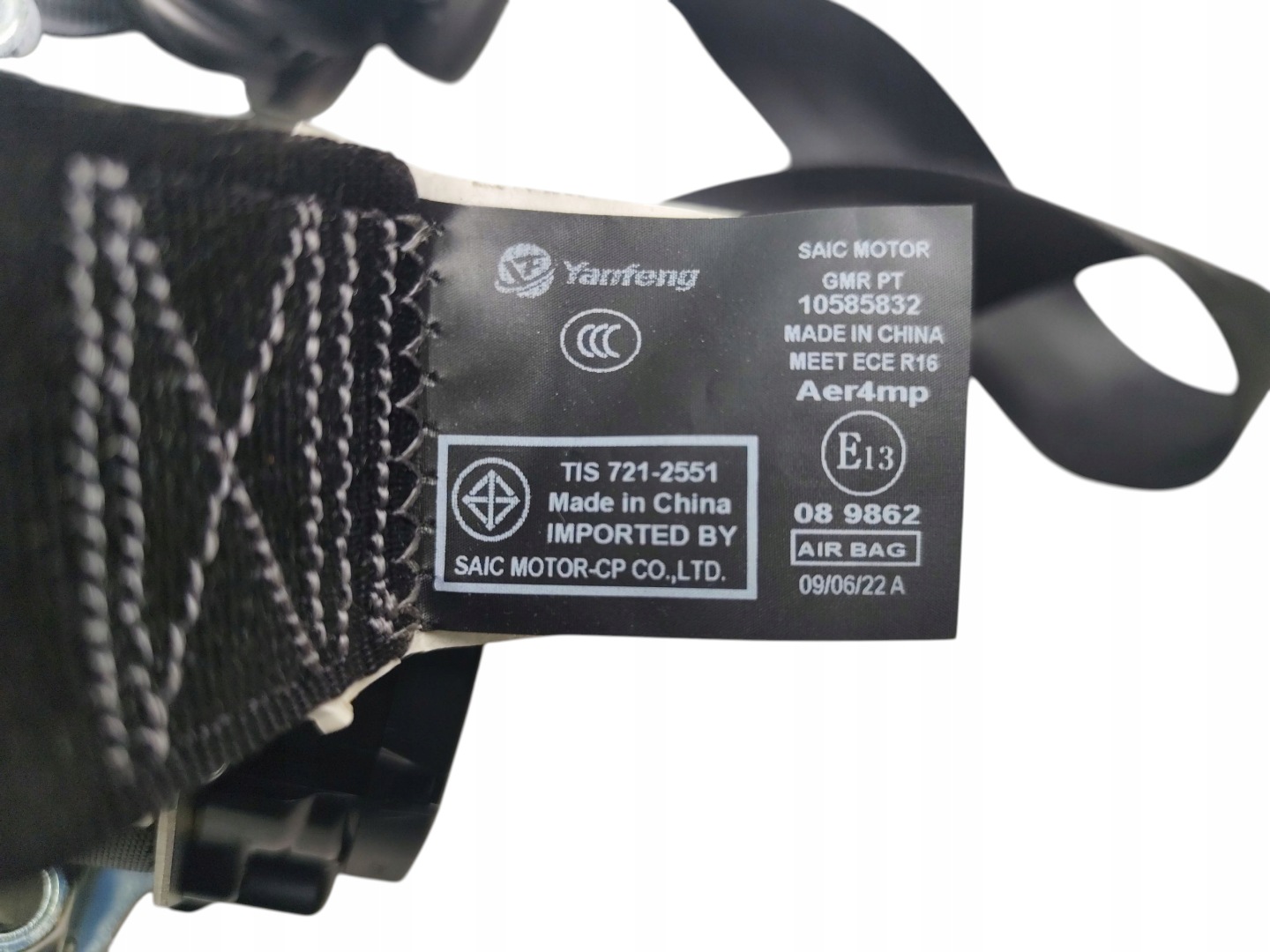 tension belt safety left front front MG ZS and EV 10585832