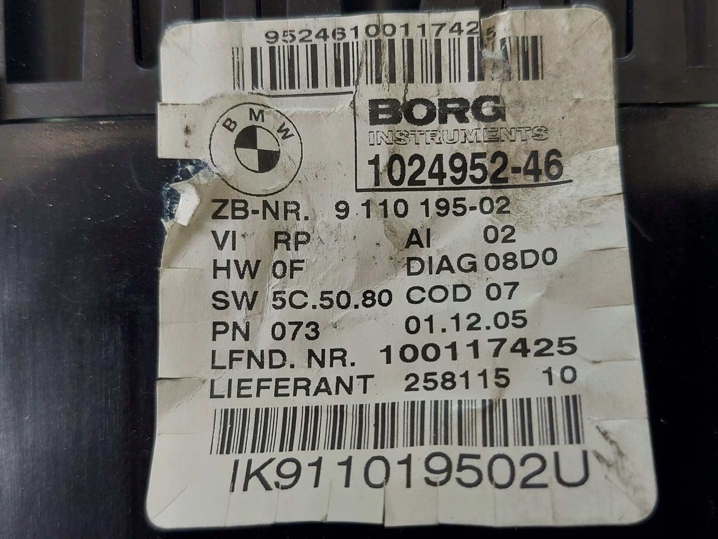 dials clock BMW 1 118D E87 102495246