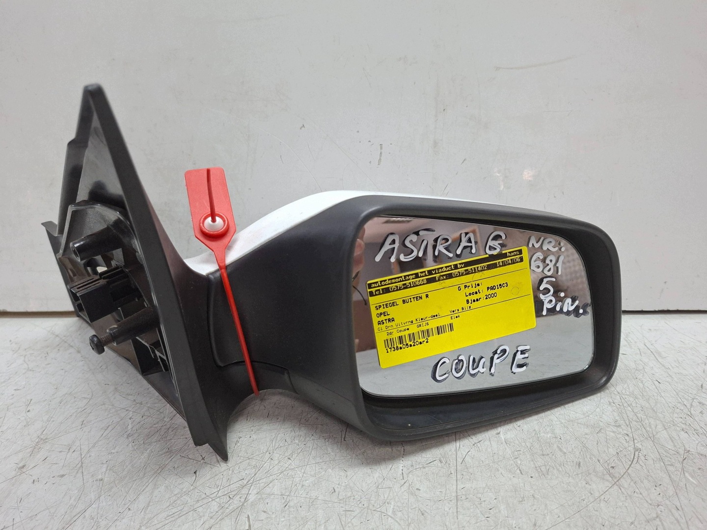 mirror right 5 vertical OPEL ASTRA G BERTONE 1998