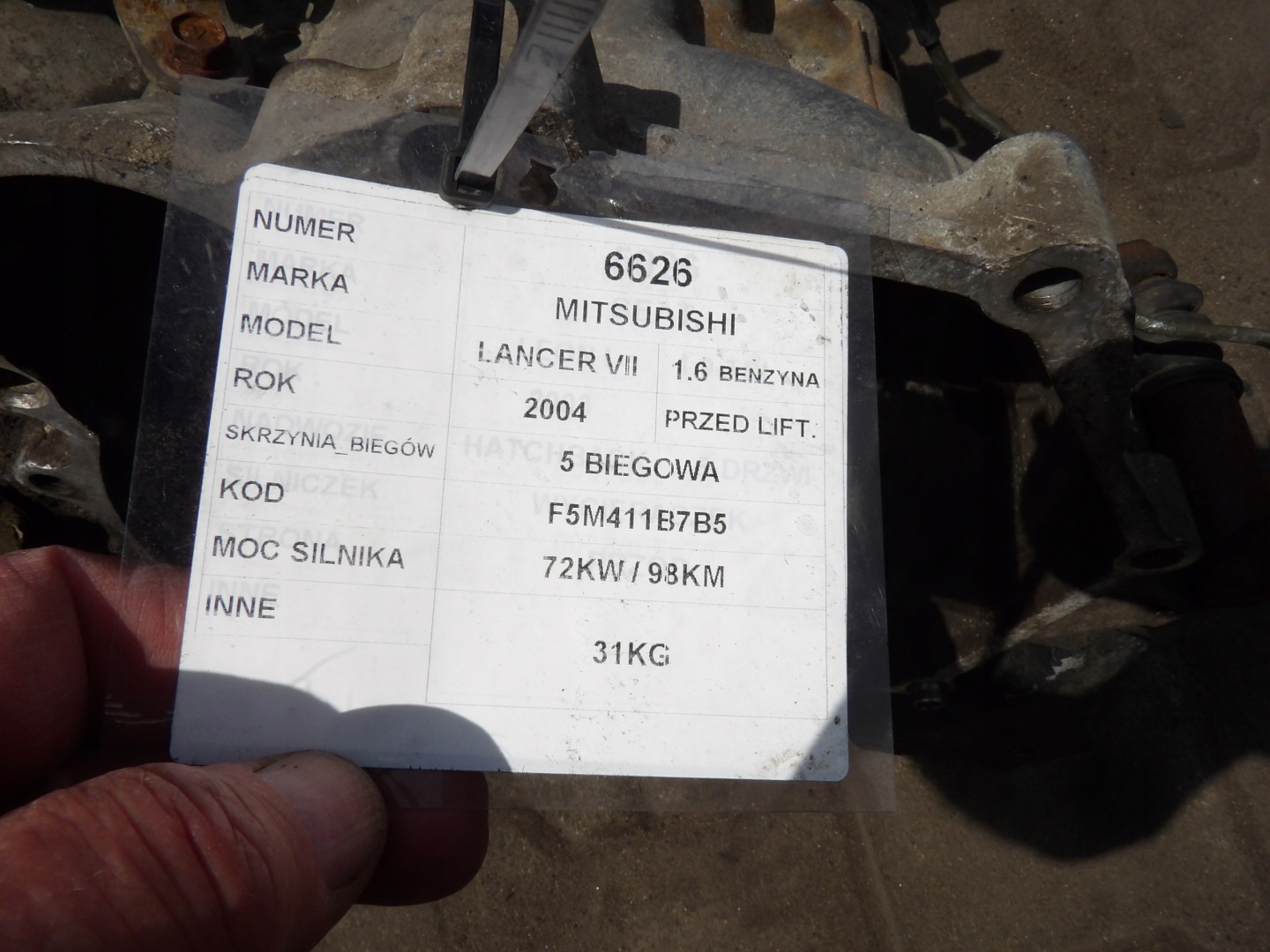 Mitsubishi Lancer VII 1,6 - 98km CAMBIO F5M411B7B5