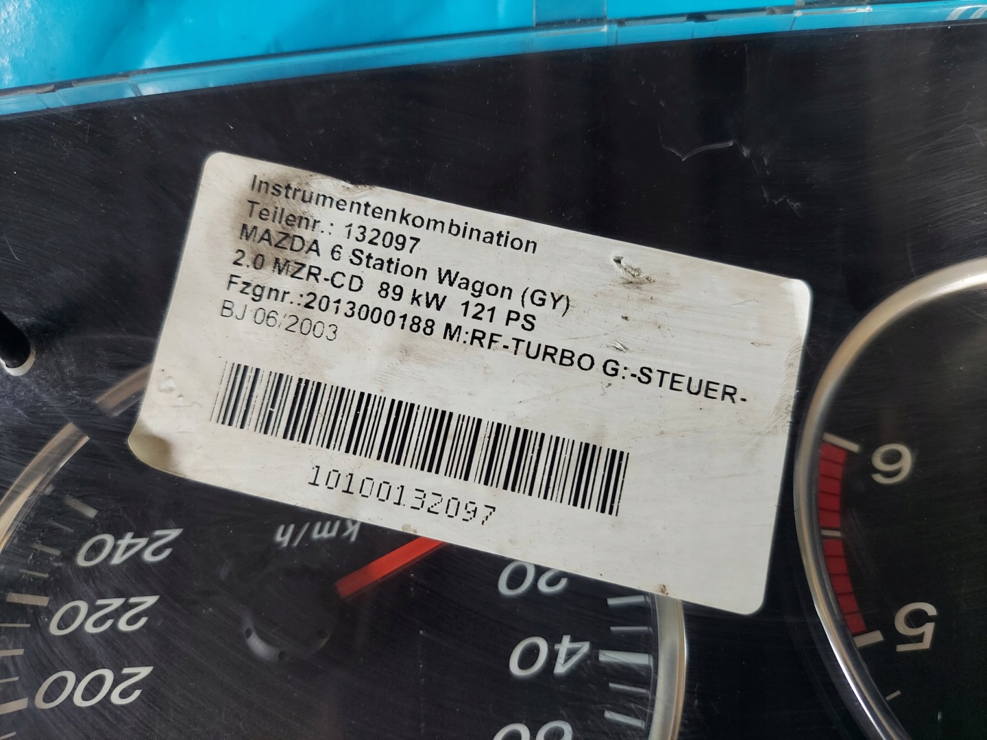 dials clock MAZDA 6 GY 2.0 TD CJ6W