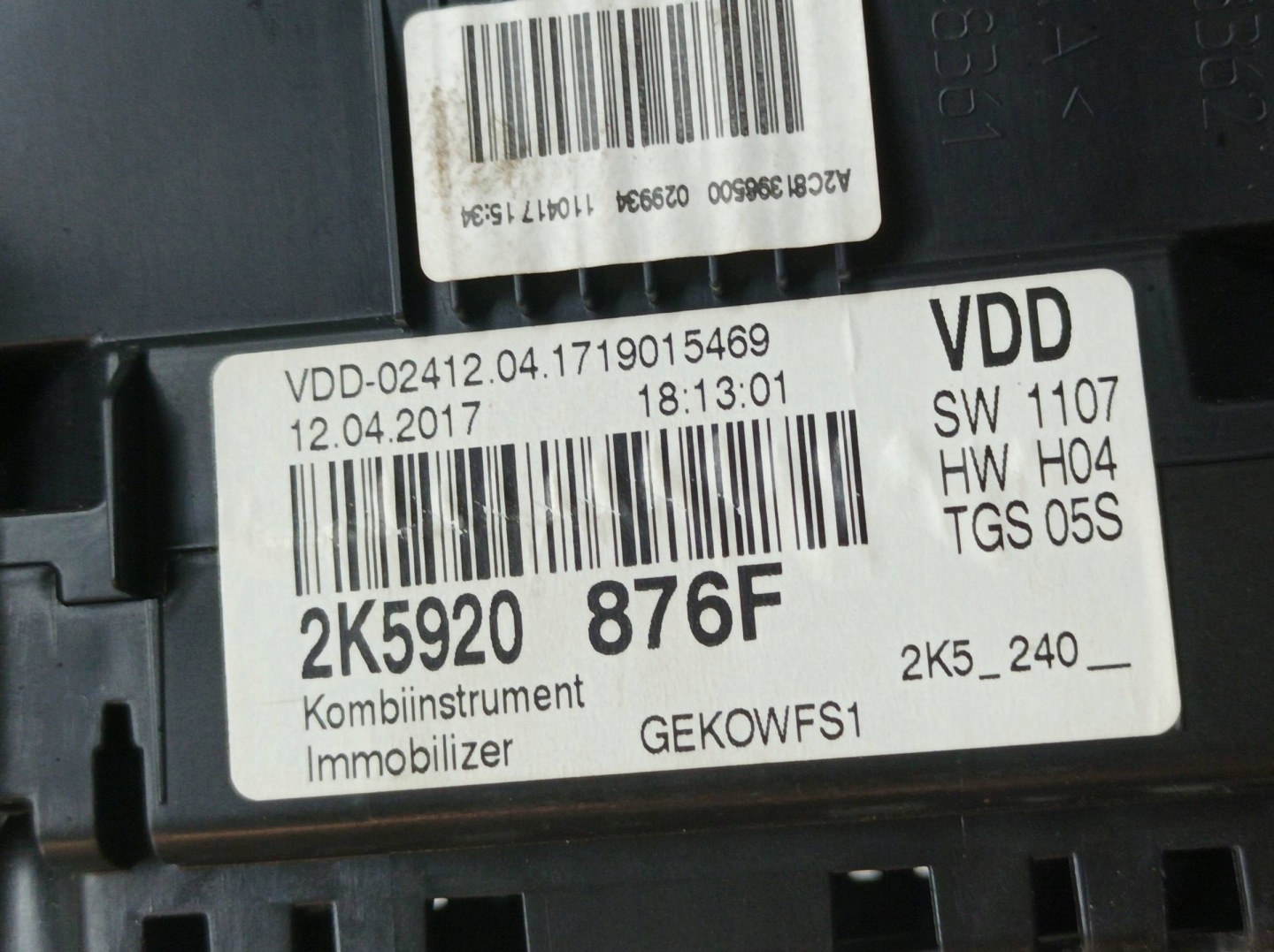 dials 2K5920876F 2.0 D VW Volkswagen Caddy III (2003- )