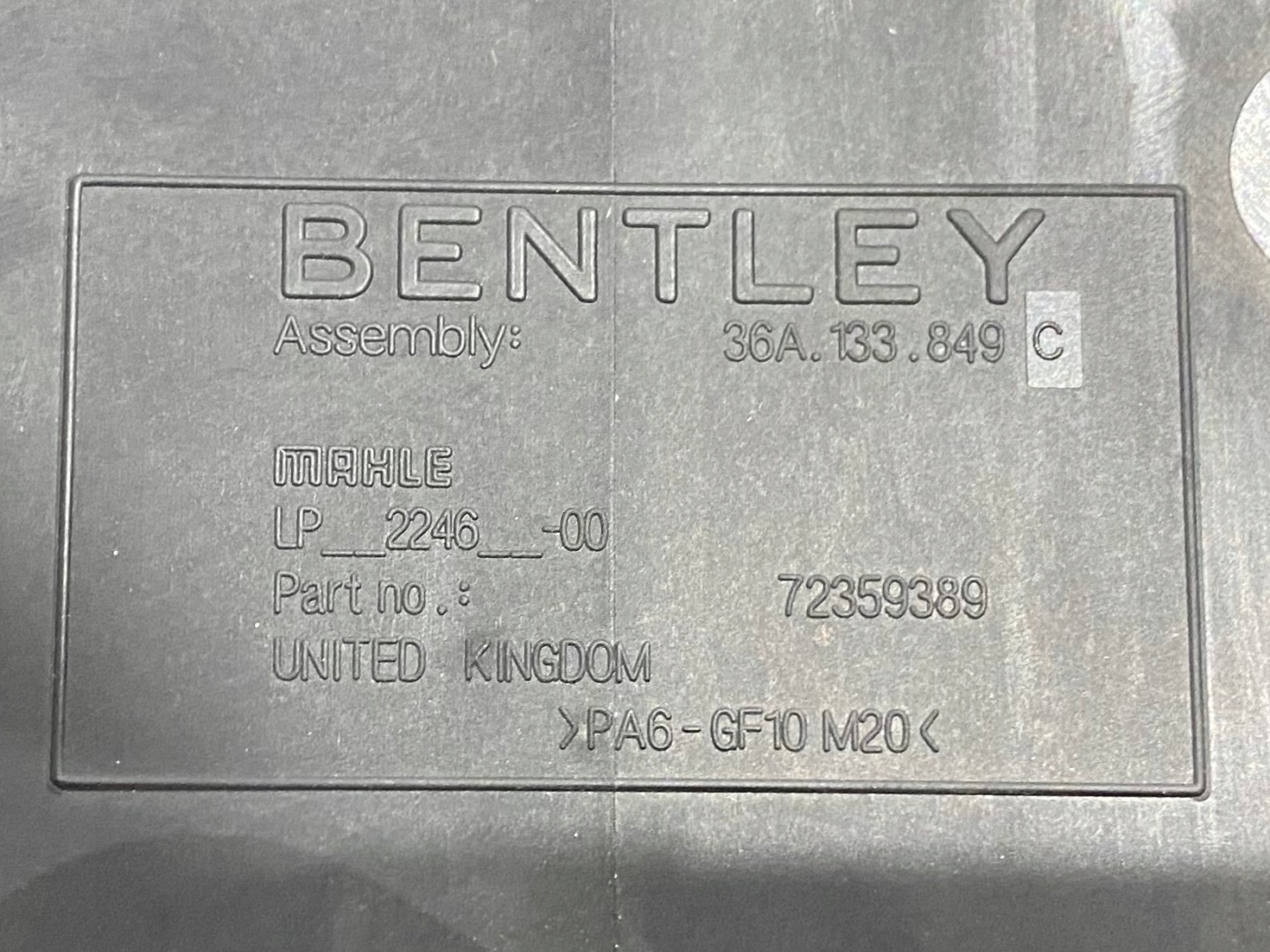 BENTLEY BENTAYGA copertura GREMBIALINA Coperchio 36A133849C 36A133849E