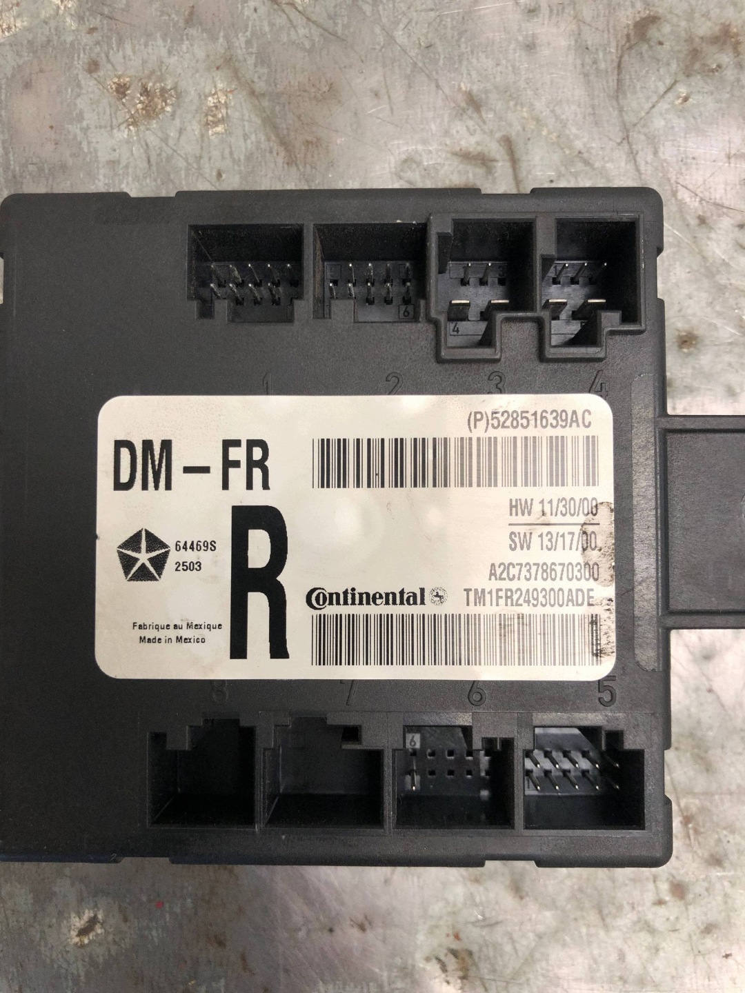 module control unit door right rear part MASERATI QUATTROPORTE VI 52851639AC