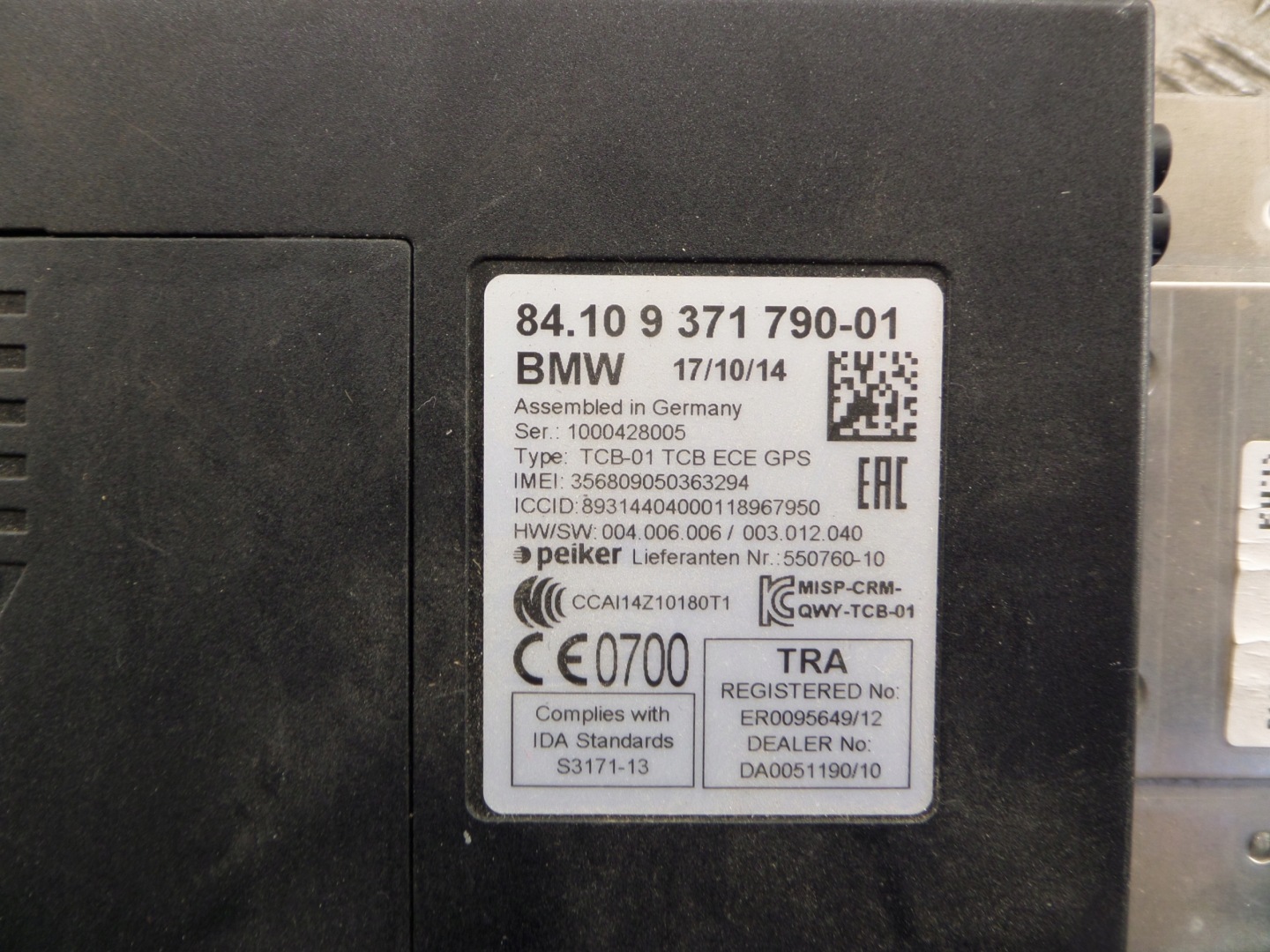 BMW F20 F30 module control unit TELEMATIC 9371790