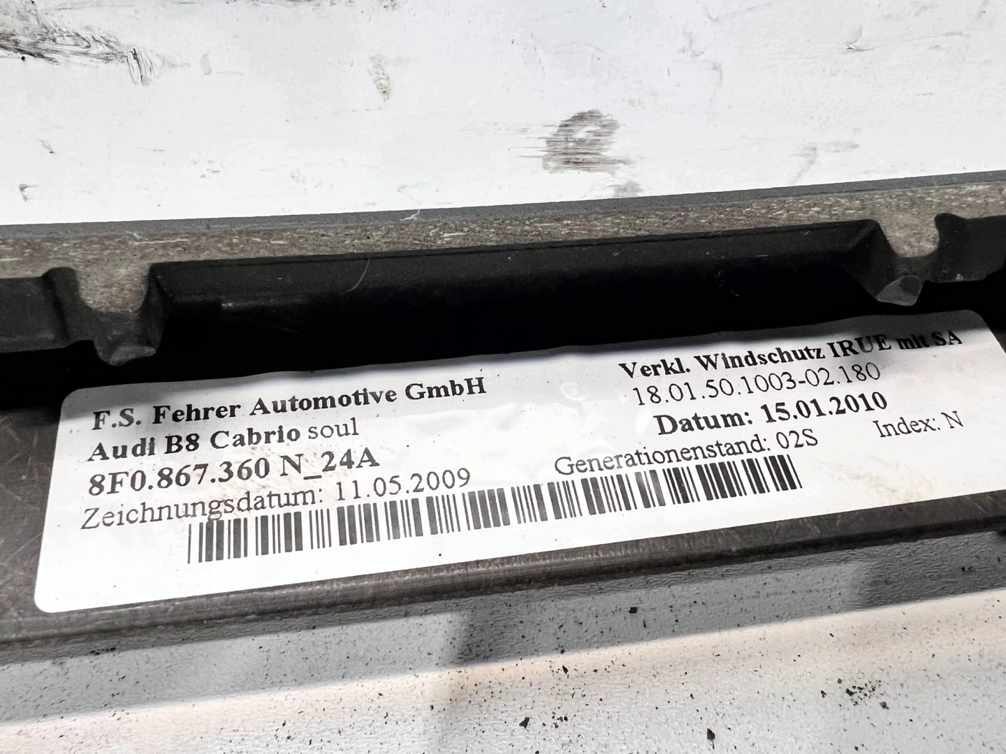 tapacír RAMY OKNA AUDI A5 CABRIO 8F0867360N